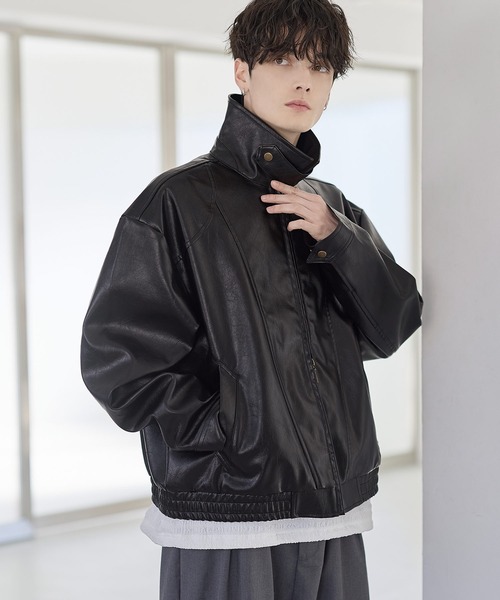 ETELIO（エテリオ）の「PUレザーダブルジップショートブルゾン（ブルゾン・メンズ・ブラウン/ブラック・S/M/L/XL）」の7枚目の写真