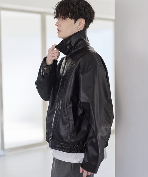 ETELIO（エテリオ）の「PUレザーダブルジップショートブルゾン（ブルゾン・メンズ・ブラウン/ブラック・S/M/L/XL）」の8枚目の写真