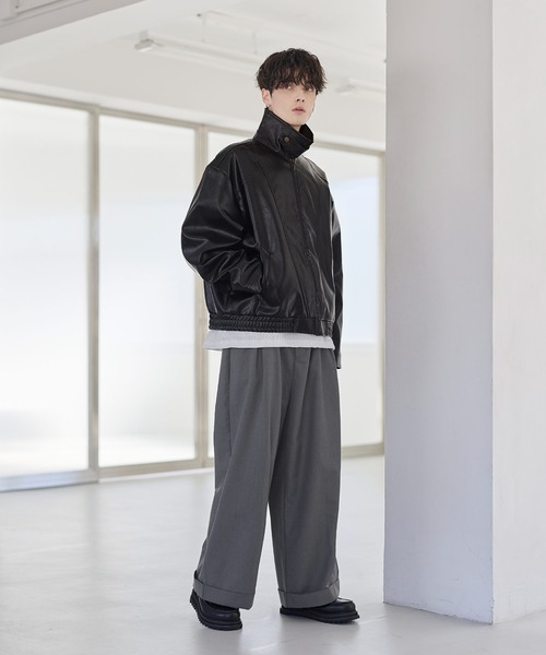 ETELIO（エテリオ）の「PUレザーダブルジップショートブルゾン（ブルゾン・メンズ・ブラウン/ブラック・S/M/L/XL）」の13枚目の写真