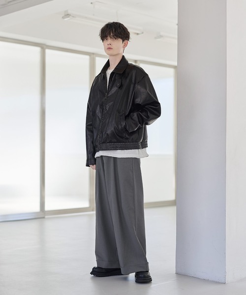 ETELIO（エテリオ）の「PUレザーダブルジップショートブルゾン（ブルゾン・メンズ・ブラウン/ブラック・S/M/L/XL）」の9枚目の写真