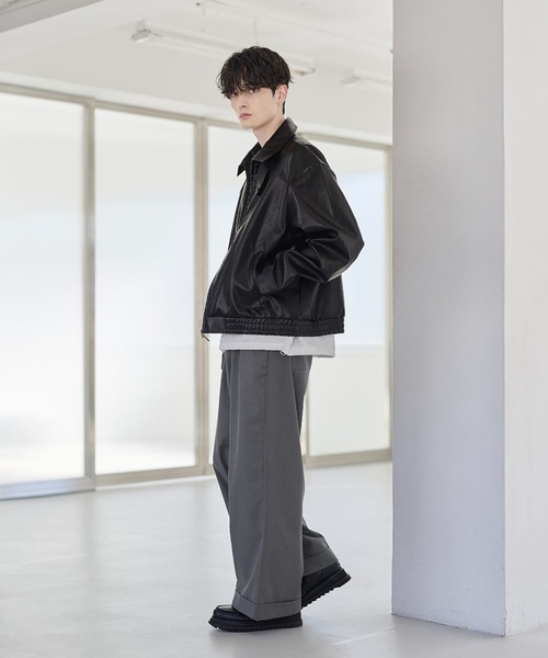 ETELIO（エテリオ）の「PUレザーダブルジップショートブルゾン（ブルゾン・メンズ・ブラウン/ブラック・S/M/L/XL）」の10枚目の写真