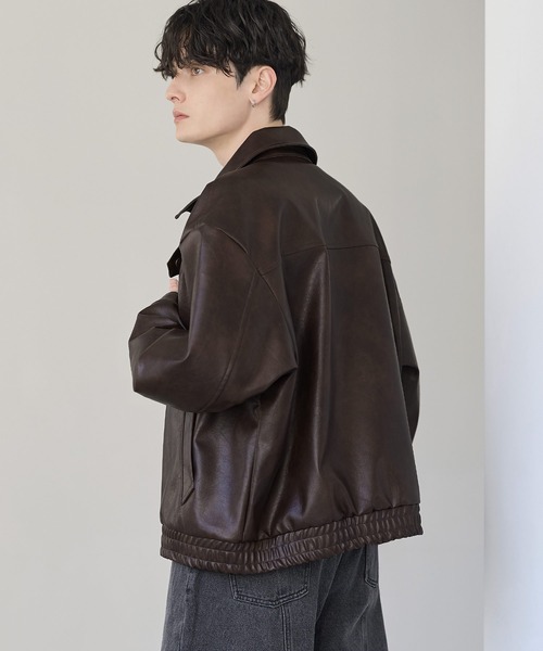 ETELIO（エテリオ）の「PUレザーダブルジップショートブルゾン（ブルゾン・メンズ・ブラウン/ブラック・S/M/L/XL）」の18枚目の写真