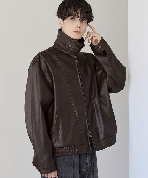 ETELIO（エテリオ）の「PUレザーダブルジップショートブルゾン（ブルゾン・メンズ・ブラウン/ブラック・S/M/L/XL）」の20枚目の写真