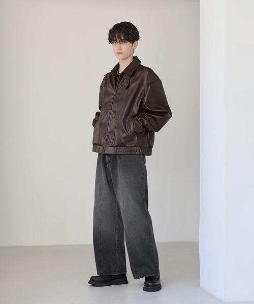 ETELIO（エテリオ）の「PUレザーダブルジップショートブルゾン（ブルゾン・メンズ・ブラウン/ブラック・S/M/L/XL）」の21枚目の写真