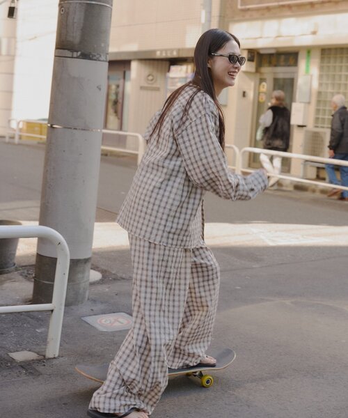 WHIMSIC(ウィムジック)の「【WHIMSIC/SETUP対応】スリーピングシャツ(シャツ/ブラウス・メンズ・ブルー/ベージュ系その他/ベージュ・FREE)」の6枚目の写真