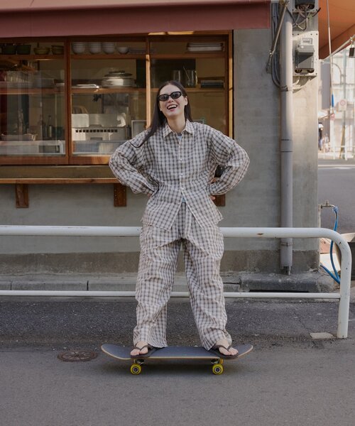 WHIMSIC(ウィムジック)の「【WHIMSIC/SETUP対応】スリーピングシャツ(シャツ/ブラウス・メンズ・ブルー/ベージュ系その他/ベージュ・FREE)」の8枚目の写真