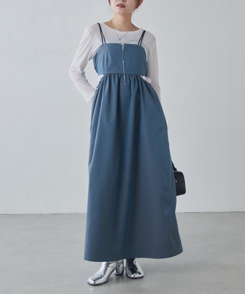 Lui's（ルイス）の「ウエスト切替ギャザーキャミワンピース（ワンピース・レディース・ベージュ/ブルー/ブラック・FREE）」の13枚目の写真