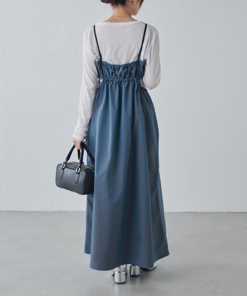 Lui's（ルイス）の「ウエスト切替ギャザーキャミワンピース（ワンピース・レディース・ベージュ/ブルー/ブラック・FREE）」の15枚目の写真