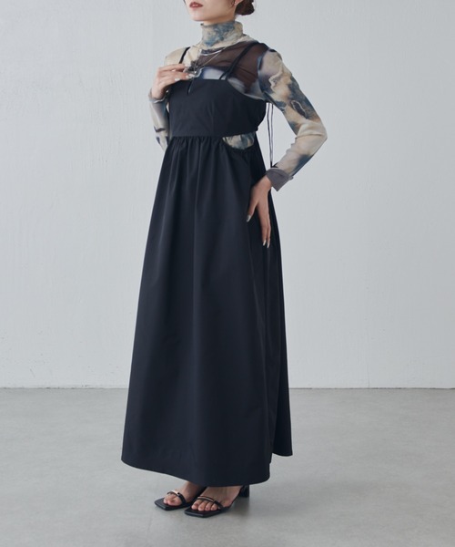 Lui's（ルイス）の「ウエスト切替ギャザーキャミワンピース（ワンピース・レディース・ベージュ/ブルー/ブラック・FREE）」の5枚目の写真