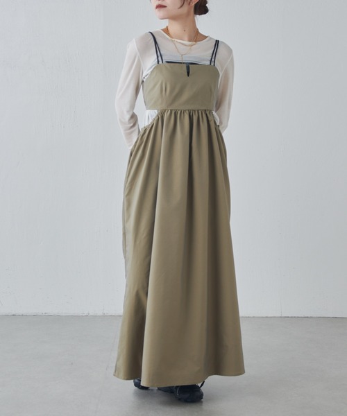 Lui's（ルイス）の「ウエスト切替ギャザーキャミワンピース（ワンピース・レディース・ベージュ/ブルー/ブラック・FREE）」の18枚目の写真