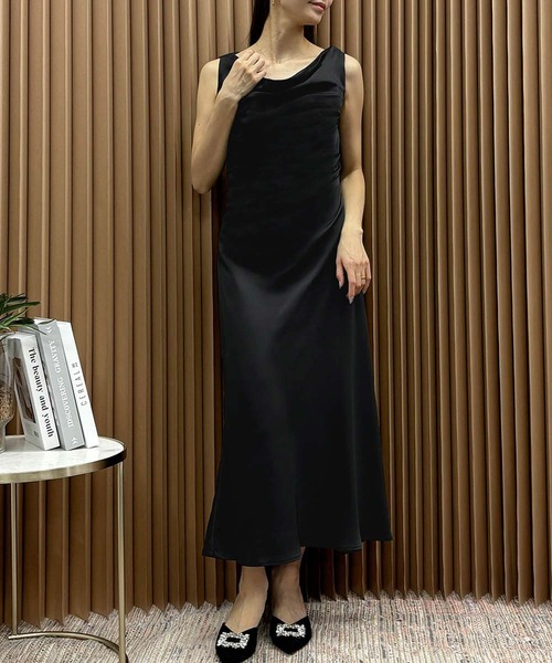 LOWO（ロワ）の「2WAYオフショルダーサテンロングドレス パーティードレス 発表会 演奏会 お呼ばれ（ドレス・レディース・オフホワイト/ブラック/シャンパン/ピンク・2L/S/M/L）」の15枚目の写真