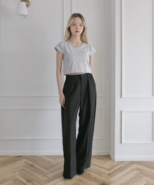 MSGirl(エムエスジーガール)の「Buyer's Select/ ストライプタックワイドパンツ(その他パンツ・レディース・ブラック/チャコール・M)」の10枚目の写真