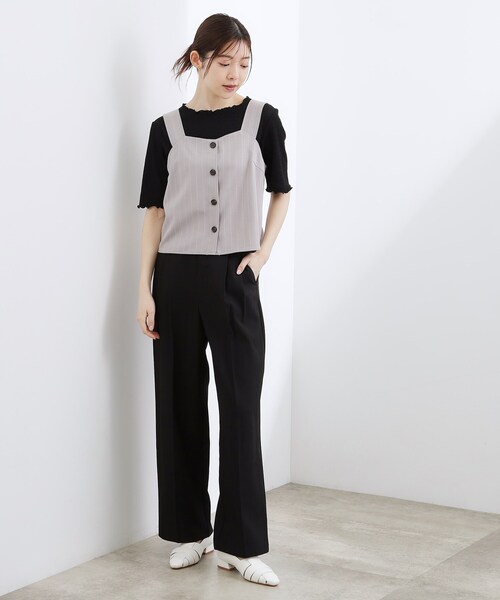 grove（グローブ）の「リネンライクストライプワイドパンツ（その他パンツ・レディース・ネイビー系2/ブラック/ベージュ系2・01/05/04/03/02）」の5枚目の写真