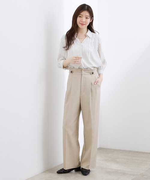 grove（グローブ）の「リネンライクストライプワイドパンツ（その他パンツ・レディース・ネイビー系2/ブラック/ベージュ系2・01/05/04/03/02）」の9枚目の写真