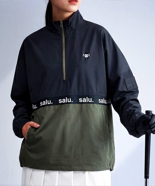 antiqua(アンティカ)の「配色 ハーフジップ トップス(その他トップス・レディース・カーキ/ブラック・ONESIZE)」の1枚目の写真