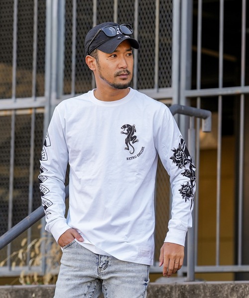 adamsJUGGLER(アダムスジャグラー)の「RTEGタトゥーロンティー(Tシャツ/カットソー・メンズ・ブラック/ホワイト・XL/L/M/S/XXL)」の1枚目の写真