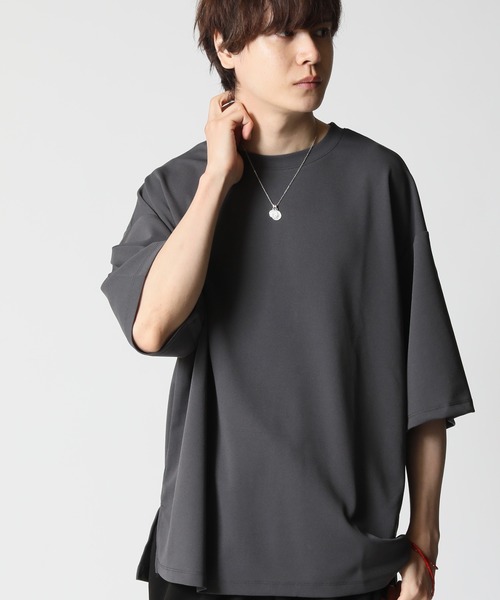 ARCADE（アーケード）の「身にまとうUVケア！梨地素材 クルーネックオーバーサイズ半袖カットソー（Tシャツ/カットソー・メンズ・ブラック/アイボリー/チャコール/ダークグリーン/ブルーグレー/カーキ・L/M/LL）」の12枚目の写真