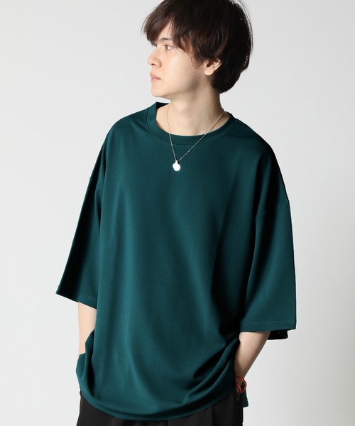 ARCADE（アーケード）の「身にまとうUVケア！梨地素材 クルーネックオーバーサイズ半袖カットソー（Tシャツ/カットソー・メンズ・ブラック/アイボリー/チャコール/ダークグリーン/ブルーグレー/カーキ・L/M/LL）」の14枚目の写真