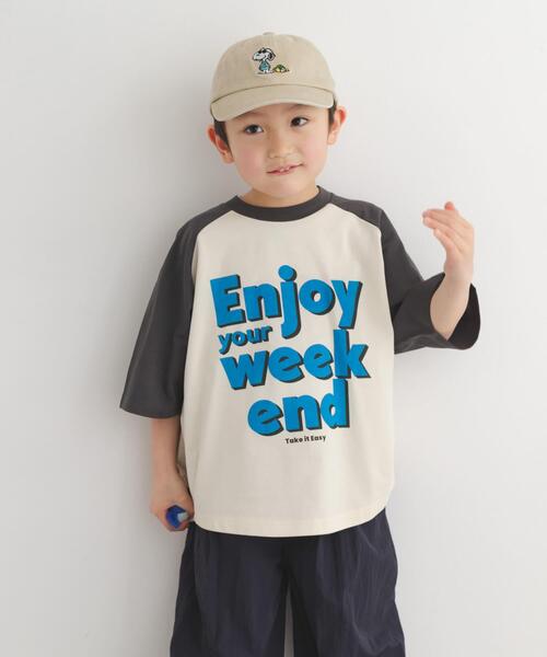 URBAN RESEARCH DOORS(アーバンリサーチドアーズ)の「ロゴプリントラグランTシャツ(KIDS)(Tシャツ/カットソー・キッズ・グリーン系その他/チャコールグレー・120/135)」の4枚目の写真