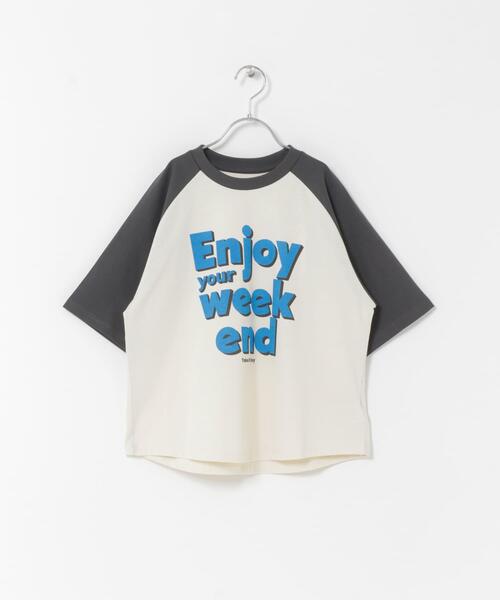 URBAN RESEARCH DOORS(アーバンリサーチドアーズ)の「ロゴプリントラグランTシャツ(KIDS)(Tシャツ/カットソー・キッズ・グリーン系その他/チャコールグレー・120/135)」の10枚目の写真