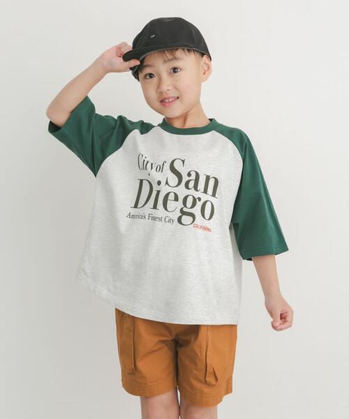 URBAN RESEARCH DOORS(アーバンリサーチドアーズ)の「ロゴプリントラグランTシャツ(KIDS)(Tシャツ/カットソー・キッズ・グリーン系その他/チャコールグレー・120/135)」の18枚目の写真