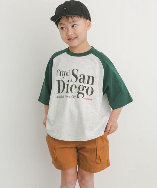 URBAN RESEARCH DOORS(アーバンリサーチドアーズ)の「ロゴプリントラグランTシャツ(KIDS)(Tシャツ/カットソー・キッズ・グリーン系その他/チャコールグレー・120/135)」の19枚目の写真