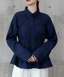 ペプラム」に該当するシャツ/ブラウス（ブルー・ネイビー/青色系・長袖