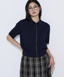 COMME CA | コットンダルストレッチ ケーブルジップカーディガン(カーディガン/ボレロ)