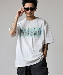 ABETTOR 厚盛刺繍異素材パッチロゴ汚しペイントSS/T※数量限定 半袖