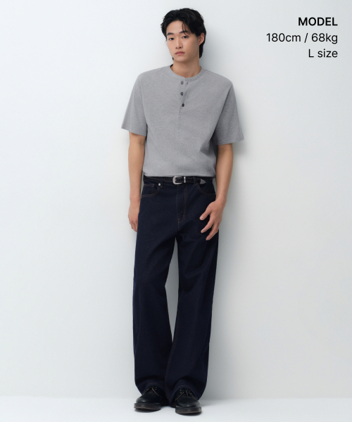 MUSINSA STANDARD（ムシンサスタンダード）の「ヘンリーネックTシャツ [ミディアムグレー]（Tシャツ/カットソー・メンズ・その他・SMALL/MEDIUM/LARGE/X-LARGE/2XL/3XL）」の12枚目の写真