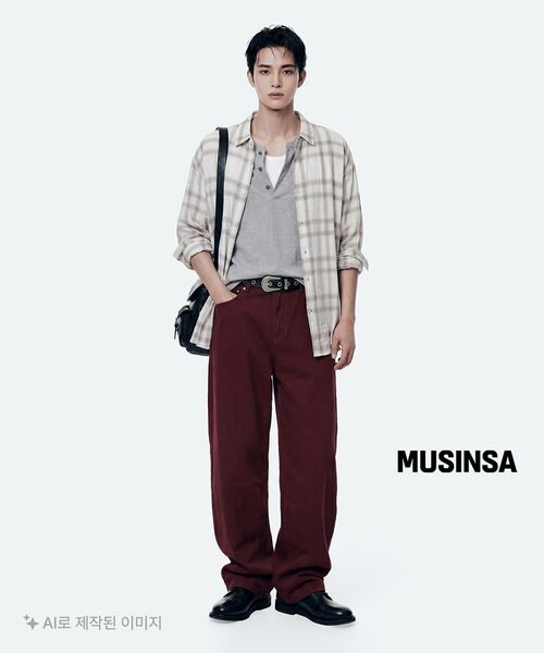 MUSINSA STANDARD（ムシンサスタンダード）の「ヘンリーネックTシャツ [ミディアムグレー]（Tシャツ/カットソー・メンズ・その他・SMALL/MEDIUM/LARGE/X-LARGE/2XL/3XL）」の2枚目の写真