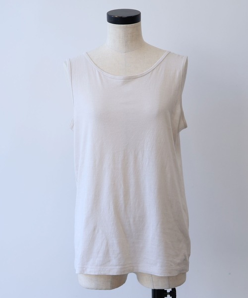 bulle de savon(ビュルデサボン)の「△コットン/モダール 40/1天竺 タンクトップ(Tシャツ/カットソー・レディース・ベージュ/グレー/ブラック・FREE)」の13枚目の写真