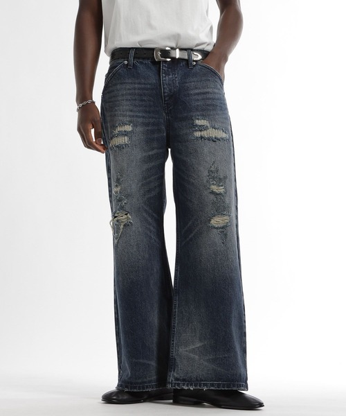HARE（ハレ）の「クラッシュフェードデニムパンツ(HARE)（デニムパンツ・メンズ・ブルー/ブラック・SMALL/MEDIUM）」の12枚目の写真