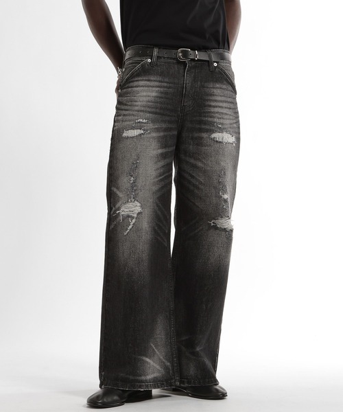 HARE（ハレ）の「クラッシュフェードデニムパンツ(HARE)（デニムパンツ・メンズ・ブルー/ブラック・SMALL/MEDIUM）」の10枚目の写真