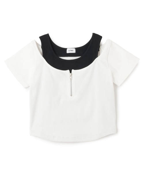 LOVETOXIC(ラブトキシック)の「【LTXC/抗菌防臭】オフショルレイヤードテレコT(Tシャツ/カットソー・キッズ・ブラック/ネイビー/レッド/オフホワイト・L:160cm/S:140cm/M:150cm/130cm)」の15枚目の写真