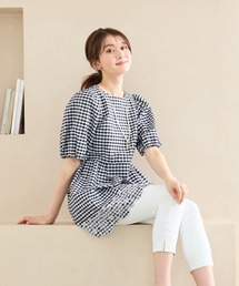 Rose Tiara（ローズティアラ）の「スカラ刺繍チュニック/ ギンガムチェック（チュニック）」