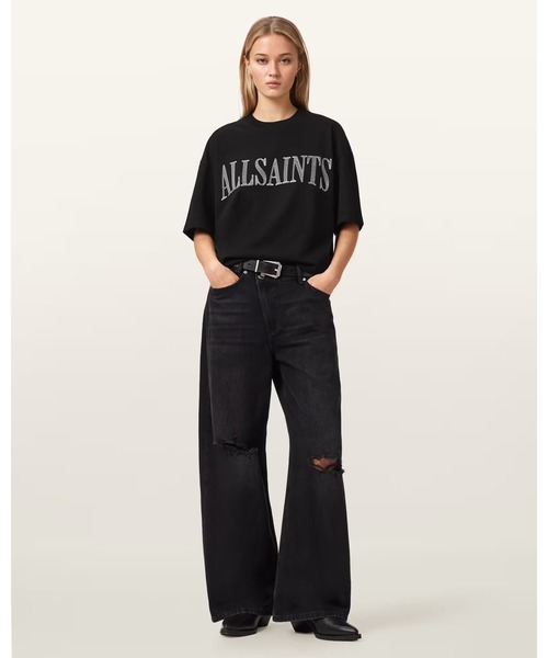 ALLSAINTS(オールセインツ)の「DASH ETTA OVERSIZED EMBROIDERED T-SHIRT | DASH ETTA オーバーサイズ 刺繍 Tシャツ(Tシャツ/カットソー・レディース・ブラック・XS/M/L/S)」の2枚目の写真