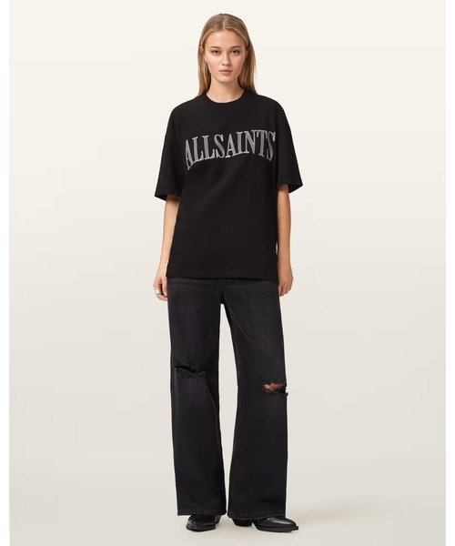 ALLSAINTS(オールセインツ)の「DASH ETTA OVERSIZED EMBROIDERED T-SHIRT | DASH ETTA オーバーサイズ 刺繍 Tシャツ(Tシャツ/カットソー・レディース・ブラック・XS/M/L/S)」の4枚目の写真