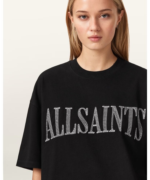 ALLSAINTS(オールセインツ)の「DASH ETTA OVERSIZED EMBROIDERED T-SHIRT | DASH ETTA オーバーサイズ 刺繍 Tシャツ(Tシャツ/カットソー・レディース・ブラック・XS/M/L/S)」の5枚目の写真
