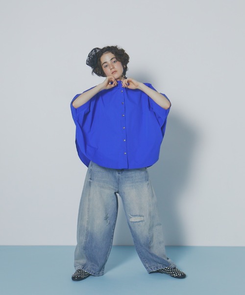 manana suerte(マニャーナスエルテ)の「ダメージワイドデニムパンツ(デニムパンツ・レディース・ブルー・MEDIUM/LARGE)」の9枚目の写真