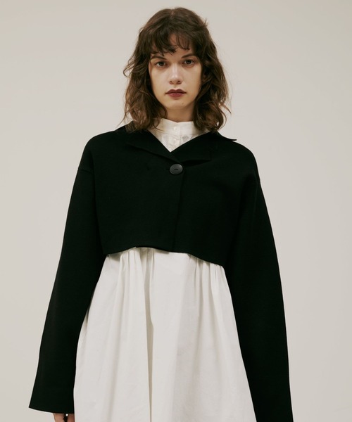 Alia（アリア）の「jacquard knit jacket（カーディガン/ボレロ・レディース・ブラック/ベージュ・FREE）」の2枚目の写真