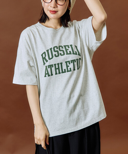 FREAK'S STORE(フリークスストア)の「限定展開 RUSSELL ATHLETIC × FREAK'S STORE/ラッセルアスレチック 別注 フロッキー プリント 半袖 Tシャツ(Tシャツ/カットソー・レディース・オフホワイト/ネイビー/ブラック/レッド/ライトグレー・フリ-)」の14枚目の写真