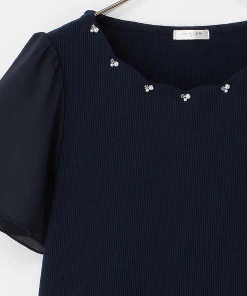 Honeys（ハニーズ）の「【ハニさら・接触冷感・ＵＶカット】スカラップトップス（Tシャツ/カットソー・レディース・ピンク/アイボリー/ネイビー/サックスブルー・M/LL/L/3L/S）」の22枚目の写真