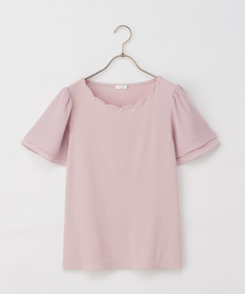 Honeys（ハニーズ）の「【ハニさら・接触冷感・ＵＶカット】スカラップトップス（Tシャツ/カットソー・レディース・ピンク/アイボリー/ネイビー/サックスブルー・M/LL/L/3L/S）」の21枚目の写真