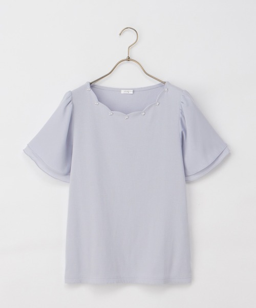 Honeys（ハニーズ）の「【ハニさら・接触冷感・ＵＶカット】スカラップトップス（Tシャツ/カットソー・レディース・ピンク/アイボリー/ネイビー/サックスブルー・M/LL/L/3L/S）」の19枚目の写真
