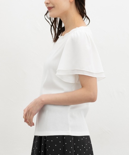 Honeys（ハニーズ）の「【ハニさら・接触冷感・ＵＶカット】スカラップトップス（Tシャツ/カットソー・レディース・ピンク/アイボリー/ネイビー/サックスブルー・M/LL/L/3L/S）」の16枚目の写真