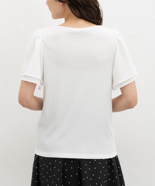 Honeys（ハニーズ）の「【ハニさら・接触冷感・ＵＶカット】スカラップトップス（Tシャツ/カットソー・レディース・ピンク/アイボリー/ネイビー/サックスブルー・M/LL/L/3L/S）」の15枚目の写真