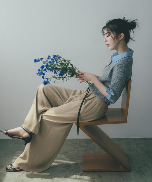 NATURAL BEAUTY BASIC（ナチュラルビューティーベーシック）の「フェイクレザーベルテッドパンツ（その他パンツ・レディース・オフホワイト/ブラック/キャメル・MEDIUM/P/S）」の3枚目の写真