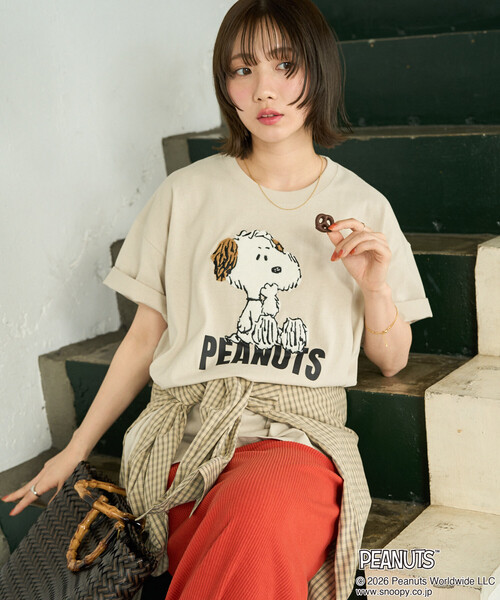 ドゥーズィエムクラス　PEANUTSカットソー セール】限定展開 別注/PEANUTS/ピーナッツ サガラ刺繍半袖Tシャツ（T