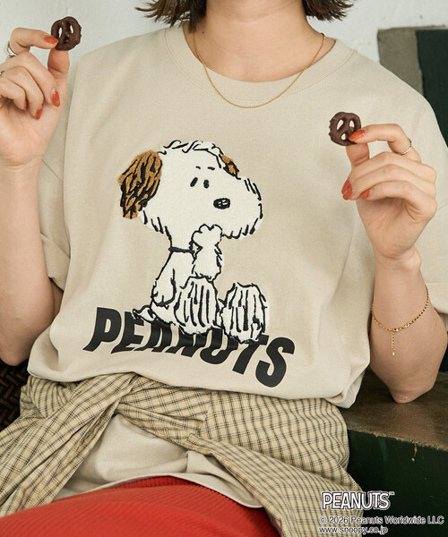 ピーナツ様向け 限定展開 別注/PEANUTS/ピーナッツ サガラ刺繍半袖Tシャツ（Tシャツ